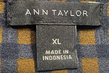 Load image into Gallery viewer, Ann Taylor Womens Brown &amp; Navy-Blue Check Print Button-Up Shirt Size XL

