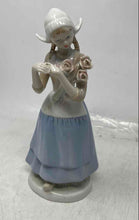 Load image into Gallery viewer, Crown Royals Porcelain Decorative Girl Flower And Goose Figurine Lot Of 2 Pieces
