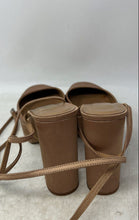 Load image into Gallery viewer, Zara Womens Brown Satin Ankle Strap Buckle Block Platform Heels Size 40
