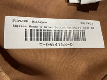 Load image into Gallery viewer, Express Womens Brown Slim Long Sleeve Collared Button-Up Shirt Size XS
