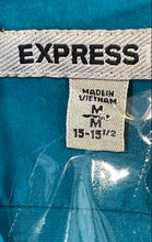 Load image into Gallery viewer, Express Mens Blue Long Sleeve Collared Regular Fit Dress Shirt Size M 15-15.5
