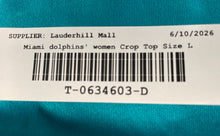 Load image into Gallery viewer, CSA Womens Blue NFL Miami Dolphins Short Sleeve V-Neck Cropped T-Shirt Size L
