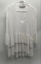 Load image into Gallery viewer, Zara Womens White V-Neck Pleated Long Bell Sleeves Mini Dress Size Small
