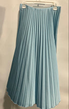 Load image into Gallery viewer, Zara Womens Blue Satin Effect Regular Fit Midi Pleated Skirt Size Medium
