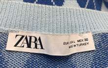 Load image into Gallery viewer, Zara Womens Blue Argyle Print Knit Sleeveless Round Neck Mini Dress Size Large
