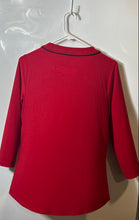 Load image into Gallery viewer, Anne Klein Womens Red Black 3/4 Sleeve Henley Neck Blouse Top Size Medium
