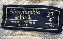 Load image into Gallery viewer, Abercrombie &amp; Fitch Womens Annie Blue High Rise Distressed Cut-Off Shorts Sz 27

