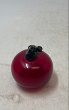 Load image into Gallery viewer, Decorative Hand Blown Art Glass Ruby Red Apple And Green Leaf Paperweight
