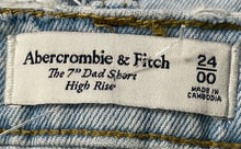 Load image into Gallery viewer, Abercrombie &amp; Fitch Womens Blue Denim The Dad High-Rise Cut-Off Shorts Size 24
