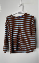 Load image into Gallery viewer, J.McLaughlin Womens Brown Striped 3/4 Sleeve Crew Neck Pullover T-Shirt Size XS
