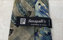 Load image into Gallery viewer, Fumagalli's Mens Blue Printed Pure Silk Adjustable Designer Tie
