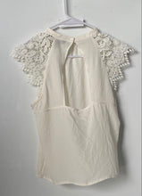 Load image into Gallery viewer, Express Womens Off White Short Sleeve Back Button Keyhole Cutout Blouse Top Sz S
