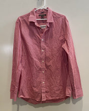 Load image into Gallery viewer, Michael Kors Mens Red White Printed Cotton Classic Fit Button-Up Shirt Size L
