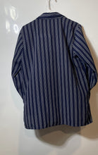 Load image into Gallery viewer, Michael Kors Womens Blue White Striped Long Sleeve Full-Zip Blouse Top Size L
