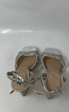 Load image into Gallery viewer, Aldo Womens Glimma Silver Rhinestone Open Toe Block Platform Heels Size 8.5
