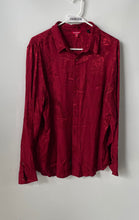 Load image into Gallery viewer, Guess Mens Red Floral Print Long Sleeve Collared Button-Up Shirt Size Medium
