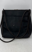 Load image into Gallery viewer, Brighton Womens Black Brown Inner Pocket Braided Strap Shoulder Handbag
