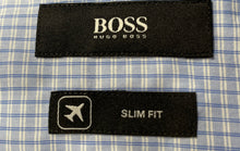 Load image into Gallery viewer, Hugo Boss Mens Blue Slim Fit Collared Long Sleeve Dress Shirt Size 15
