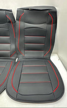 Load image into Gallery viewer, Black Red Faux Leather Piping Vehicle Car Seat Covers With Box
