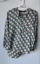 Load image into Gallery viewer, Zara Womens Multicolor Printed Split Neck Long Sleeve Blouse Top Size Small
