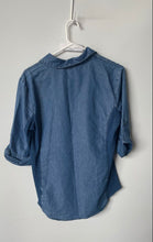 Load image into Gallery viewer, Cavalini Womens Blue Long Roll Tab Sleeve Regular Fit Button-Up Shirt Size M
