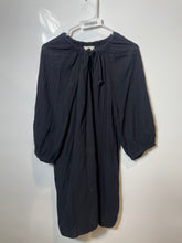 Load image into Gallery viewer, H&amp;M Womens Black Crinkled 3/4 Balloon Sleeve Tie Neck Short Shift Dress Size XS

