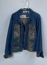 Load image into Gallery viewer, Erin London Womens Blue Denim European Tapestry Panels Button Front Jacket Sz XL
