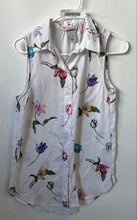 Load image into Gallery viewer, H&amp;M Womens White Multicolor Floral Sleeveless Collared Blouse Top Size 4
