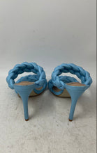 Load image into Gallery viewer, Steve Madden Womens Kenley Blue Leather Square Toe Slip-On Strappy Heels Sz 6.5
