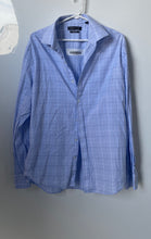 Load image into Gallery viewer, Tommy Hilfiger Mens Blue Printed Collared Slim-Fit Dress Shirt Size L 16-16.5
