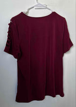 Load image into Gallery viewer, Michael Kors Womens Burgundy Short Sleeve Round Neck Blouse Top Size Large
