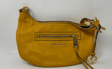 Load image into Gallery viewer, Michael Kors Womens Mustard Yellow Leather Bag Charm Zipper Crossbody Handbag
