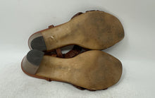 Load image into Gallery viewer, David Tate Womens Amarone Brown Wood Buckle Block Slingback Heels Size 9.5
