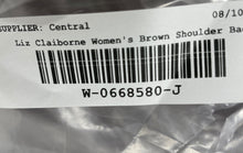 Load image into Gallery viewer, Liz Claiborne Womens Brown Leather Logo Charm Inner Zipped Pockets Shoulder Bag
