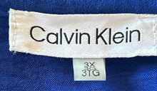Load image into Gallery viewer, Calvin Klein Womens Blue Roll Tab Sleeve Button Front Blouse Top Size 3X
