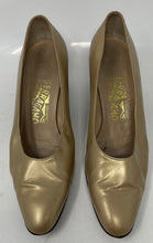 Load image into Gallery viewer, Authentic Salvatore Ferragamo Womens Gold-Tone Leather Pump Heels Size 6.5 B
