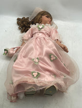 Load image into Gallery viewer, Vintage Curly Hair Brown Eyes Collectible Vinyl Play Doll In Pink Maxi Dress
