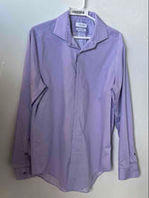 Load image into Gallery viewer, Calvin Klein Mens Light Purple Long Sleeve Slim Fit Stretch Dress Shirt Size M
