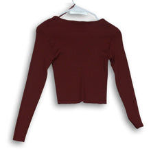 Load image into Gallery viewer, Zara Womens Burgundy Long Sleeve Crop Cardigan Sweater Size Small
