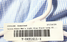 Load image into Gallery viewer, Calvin Klein Mens Light Blue Plaid Cotton Long Sleeve Dress Shirt Size 17
