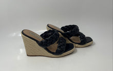 Load image into Gallery viewer, Steve Madden Womens Black Open Toe Slip-On Wedge Espadrille Sandals Size 6
