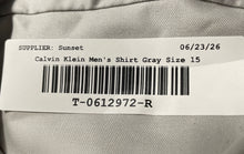 Load image into Gallery viewer, Calvin Klein Mens Gray Infinite Slim Fit Long Sleeve Stretch Dress Shirt Size 15
