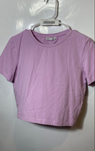 Load image into Gallery viewer, Zara Womens Light Purple Short Sleeve Round Neck Pullover Cropped T-Shirt Size L
