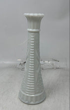 Load image into Gallery viewer, White Ceramic Stars &amp; Bars Embossed Home Decorative Flower Bud Vase Collectible
