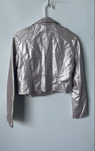 Load image into Gallery viewer, Forever 21 Womens Rose Silver Long Sleeve Cropped Jacket Size Small
