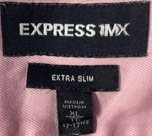 Load image into Gallery viewer, Express 1MX Mens Pink Long Sleeve Collared Extra Slim Fit Dress Shirt Size XL
