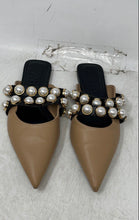 Load image into Gallery viewer, Zara Womens Brown Black Leather Pointed Toe Slip-On Pearl Mule Flats Size EUR 35
