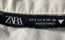 Load image into Gallery viewer, Zara Womens White Cotton Long Sleeve Regular Fit Cropped Button-Up Shirt Size S
