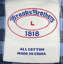 Load image into Gallery viewer, Brooks Brothers Mens Blue Gingham Cotton Long Sleeve Button-Up Shirt Size L
