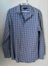 Load image into Gallery viewer, Banana Republic Mens Blue Plaid Long Sleeve Non-Iron Slim Fit Dress Shirt Size L
